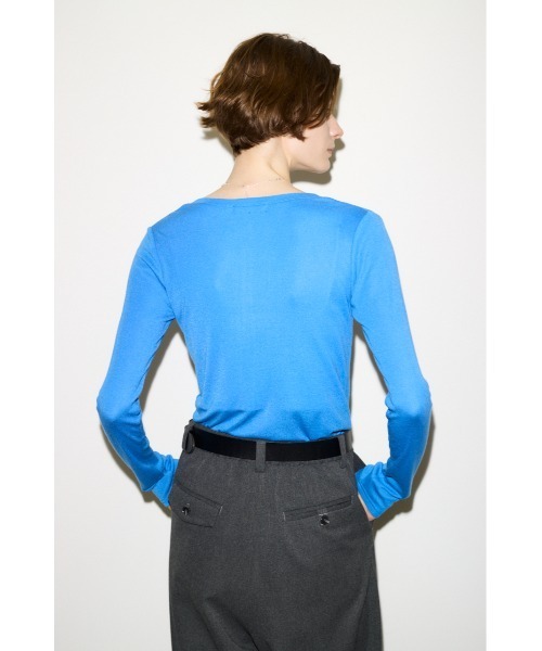 THROW by SLY(スローバイスライ)の「SHEER FINE FIT HENLEY TOPS シアーファインフィットヘンリートップス 秋服(Tシャツ/カットソー・レディース・ブルー/杢グレー/ベージュ/バーガンディー/ブラック・FREE)」の18枚目の写真