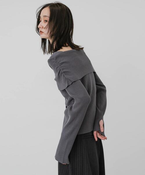SENSE OF PLACE by URBAN RESEARCH（センスオブプレイスバイアーバンリサーチ）の「『洗濯可』オフショルリブセーター（ニット/セーター・レディース・ネイビー/ピンク/チャコールグレー/アイボリー・ONE）」の11枚目の写真