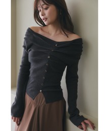 Asymmetrical Tucked Knit Top