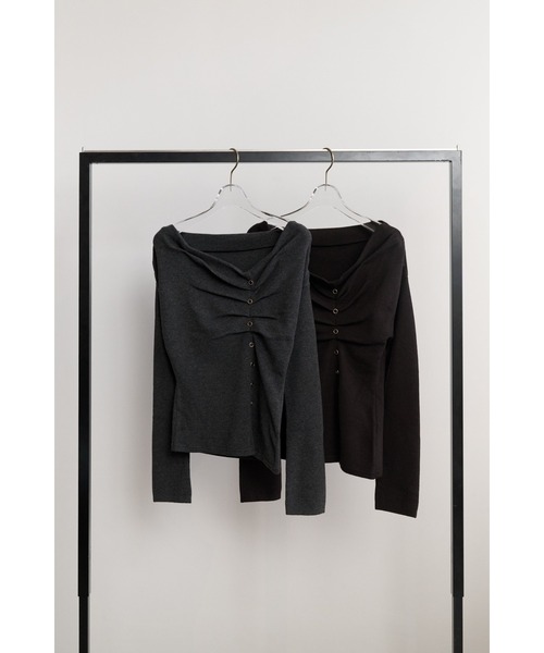 Her lip to（ハーリップトゥー）の「Asymmetrical Tucked Knit Top（Tシャツ/カットソー・レディース・グレー/ブラウン・S/M）」の8枚目の写真