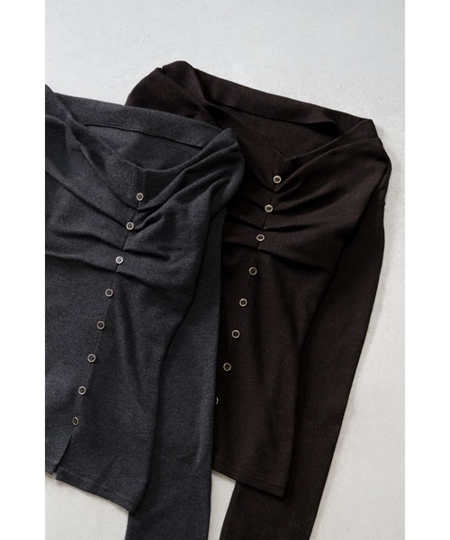 Her lip to（ハーリップトゥー）の「Asymmetrical Tucked Knit Top（Tシャツ/カットソー・レディース・グレー/ブラウン・S/M）」の10枚目の写真