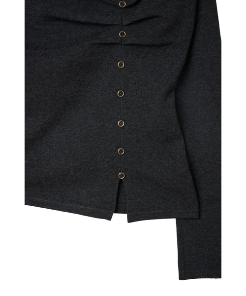 Her lip to（ハーリップトゥー）の「Asymmetrical Tucked Knit Top（Tシャツ/カットソー・レディース・グレー/ブラウン・S/M）」の14枚目の写真