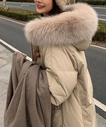 ファーカラー フード付き オーバーサイズ 中綿 ロングコート