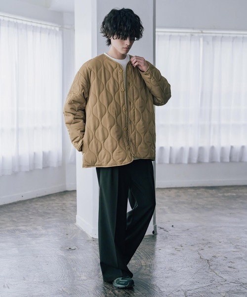 Rocky Monroe(ロッキーモンロー)の「オーバーサイズ M-65中綿キルティングライナーノーカラージャケット(ブルゾン・メンズ・ベージュ/ブラック/オフホワイト/カーキ・XL/L/M)」の22枚目の写真