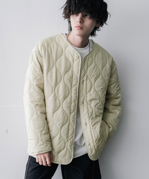 Rocky Monroe(ロッキーモンロー)の「オーバーサイズ M-65中綿キルティングライナーノーカラージャケット(ブルゾン・メンズ・ベージュ/ブラック/オフホワイト/カーキ・XL/L/M)」の7枚目の写真