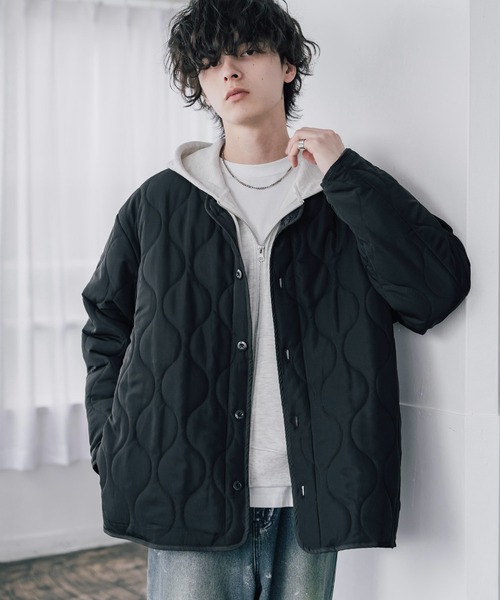Rocky Monroe(ロッキーモンロー)の「オーバーサイズ M-65中綿キルティングライナーノーカラージャケット(ブルゾン・メンズ・ベージュ/ブラック/オフホワイト/カーキ・XL/L/M)」の11枚目の写真