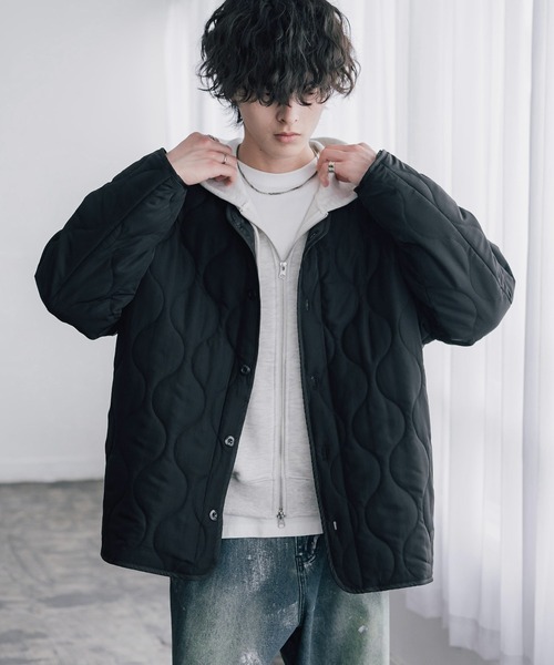 Rocky Monroe(ロッキーモンロー)の「オーバーサイズ M-65中綿キルティングライナーノーカラージャケット(ブルゾン・メンズ・ベージュ/ブラック/オフホワイト/カーキ・XL/L/M)」の12枚目の写真