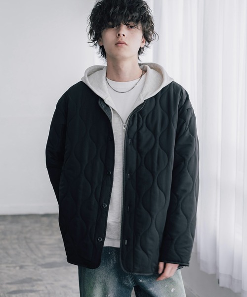 Rocky Monroe(ロッキーモンロー)の「オーバーサイズ M-65中綿キルティングライナーノーカラージャケット(ブルゾン・メンズ・ベージュ/ブラック/オフホワイト/カーキ・XL/L/M)」の13枚目の写真