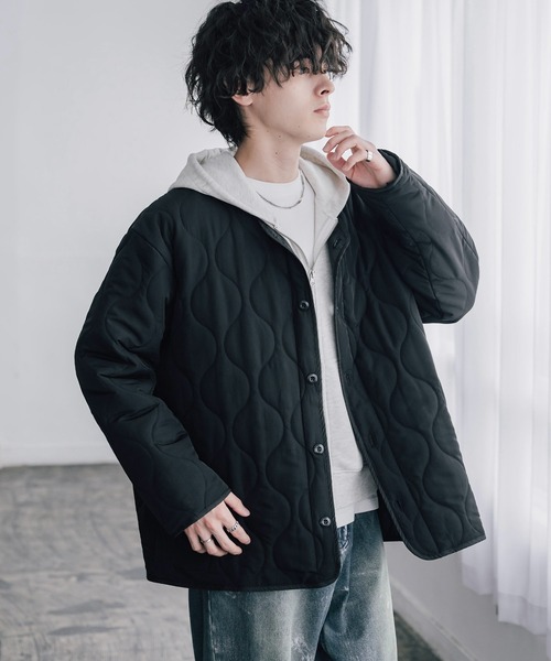 Rocky Monroe(ロッキーモンロー)の「オーバーサイズ M-65中綿キルティングライナーノーカラージャケット(ブルゾン・メンズ・ベージュ/ブラック/オフホワイト/カーキ・XL/L/M)」の14枚目の写真