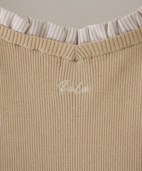 POLO BCS(ポロ ビーシーエス)の「【POLO BCS】VIS別注フリルネックVネックリブニット(ニット/セーター・レディース・ベージュ/ダークブラウン/ネイビー・FREE)」の13枚目の写真
