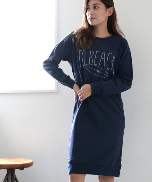 Denime（ドゥニーム）の「スウェットマキシワンピ-BEACH-（ワンピース・レディース・杢グレー/ネイビー/オートミール・FREE）」の7枚目の写真