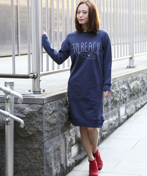 Denime（ドゥニーム）の「スウェットマキシワンピ-BEACH-（ワンピース・レディース・杢グレー/ネイビー/オートミール・FREE）」の22枚目の写真