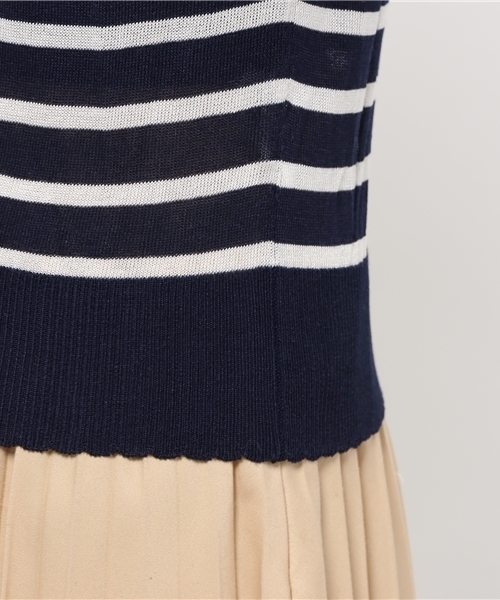 REAL CUBE（リアルキューブ）の「Lil nina フレンチボーダー薄手カーディガン（カーディガン/ボレロ・レディース・ホワイト×ピンク/ホワイト×ネイビー/ホワイト×ブラック/ホワイト×イエロー・M）」の10枚目の写真