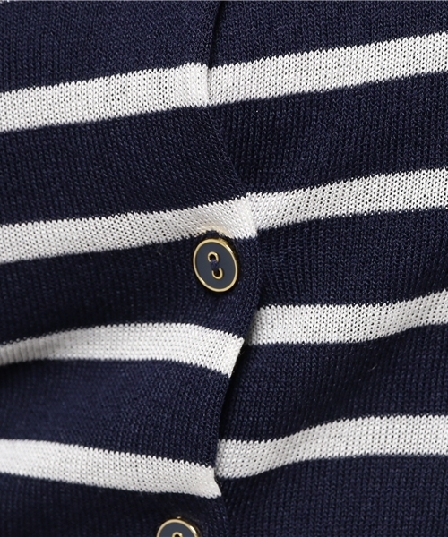 REAL CUBE（リアルキューブ）の「Lil nina フレンチボーダー薄手カーディガン（カーディガン/ボレロ・レディース・ホワイト×ピンク/ホワイト×ネイビー/ホワイト×ブラック/ホワイト×イエロー・M）」の11枚目の写真