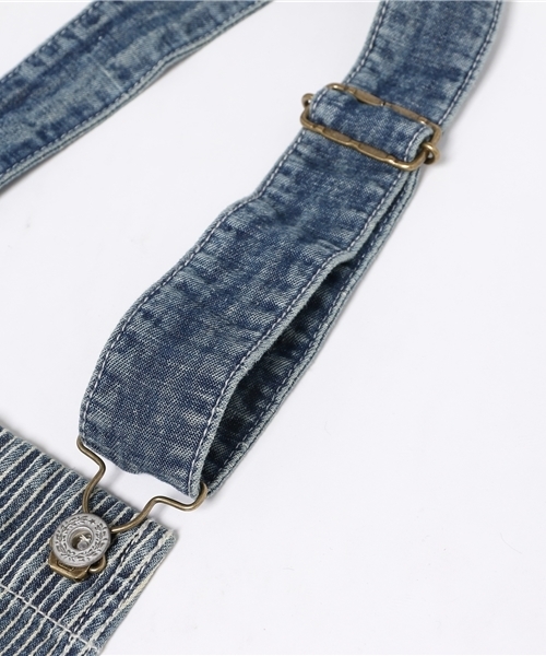 CUBE SUGAR（キューブシュガー）の「デニム/ヒッコリー オーバーオール（デニムパンツ・レディース・ネイビー/ストライプ・M）」の10枚目の写真