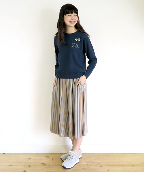 Ne-net（ネネット）の「S たてしまプリーツ（その他パンツ・レディース・グリーン/ブルー/ベージュ・02）」の17枚目の写真