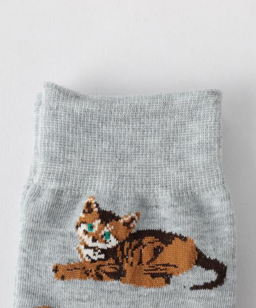 coen（コーエン）の「キャットソックス（ソックス/靴下・レディース・ライトグレー/ホワイト・FREE）」の3枚目の写真