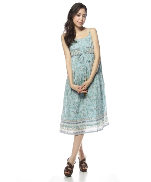 green label relaxing（グリーンレーベルリラクシング）の「INDIA FLW/PRT キャミワンピース（ワンピース・レディース・オレンジ/クリーム/ライトブルー・フリー）」の3枚目の写真