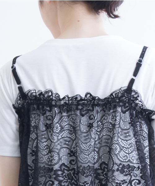 MERLOT（メルロー）の「レースビスチェ付きTシャツ1177（Tシャツ/カットソー・レディース・ホワイト/オフホワイト/チャコールグレー/ブラック・FREE）」の16枚目の写真