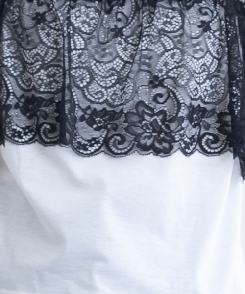 MERLOT（メルロー）の「レースビスチェ付きTシャツ1177（Tシャツ/カットソー・レディース・ホワイト/オフホワイト/チャコールグレー/ブラック・FREE）」の17枚目の写真