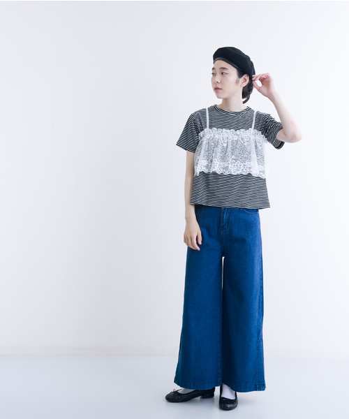 MERLOT（メルロー）の「レースビスチェ付きTシャツ1177（Tシャツ/カットソー・レディース・ホワイト/オフホワイト/チャコールグレー/ブラック・FREE）」の18枚目の写真