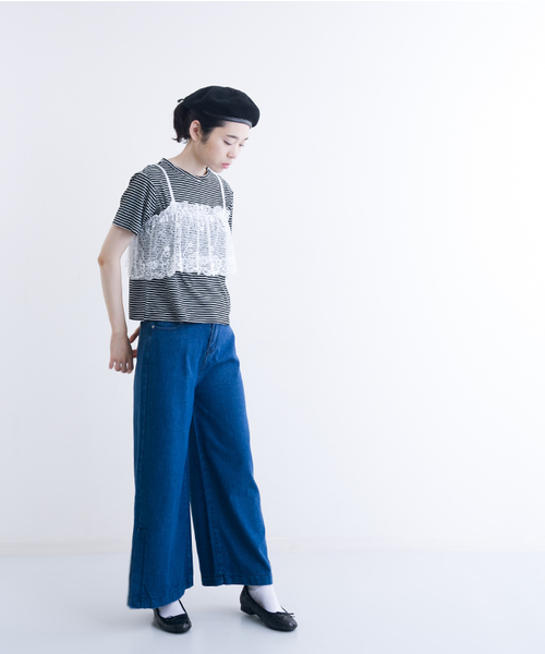 MERLOT（メルロー）の「レースビスチェ付きTシャツ1177（Tシャツ/カットソー・レディース・ホワイト/オフホワイト/チャコールグレー/ブラック・FREE）」の19枚目の写真