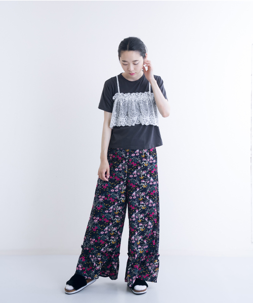 MERLOT（メルロー）の「レースビスチェ付きTシャツ1177（Tシャツ/カットソー・レディース・ホワイト/オフホワイト/チャコールグレー/ブラック・FREE）」の11枚目の写真