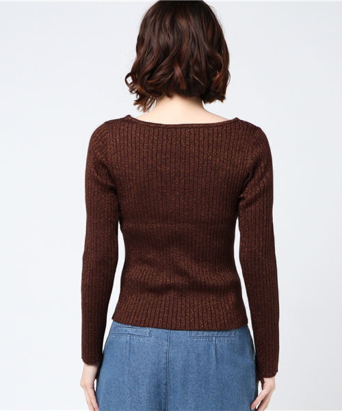 FREE'S MART（フリーズマート）の「ラメリブボートネックニット（ニット/セーター・レディース・ブラック/グレー/ブラウン/グリーン・FREE）」の17枚目の写真