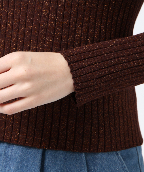 FREE'S MART（フリーズマート）の「ラメリブボートネックニット（ニット/セーター・レディース・ブラック/グレー/ブラウン/グリーン・FREE）」の13枚目の写真