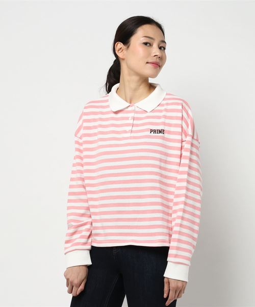 WEGO(ウィゴー)の「WEGO/ワンポイントボーダーラガースウェット(スウェット・レディース・ブラック/ピンク/イエロー/レッド・FREE)」の21枚目の写真