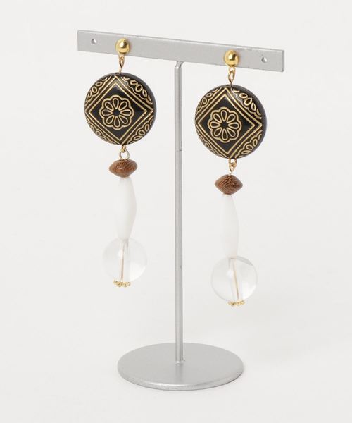 TONE SELECT GOODS(トーンセレクトグッズ)の「【muddy-maua】ヴィンテージライクピアス(ピアス(両耳用)・レディース・ブラック・FREE)」の1枚目の写真