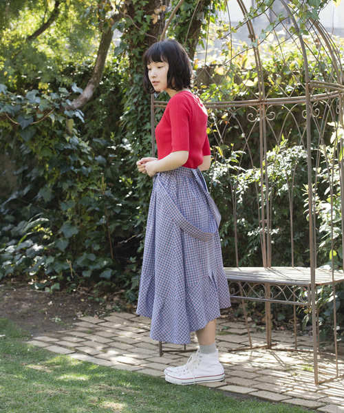 OLIVE des OLIVE（オリーブデオリーブ）の「サス付きイレヘムチェックスカート（スカート・レディース・レッド/ブラック/ブルー・FREE）」の7枚目の写真