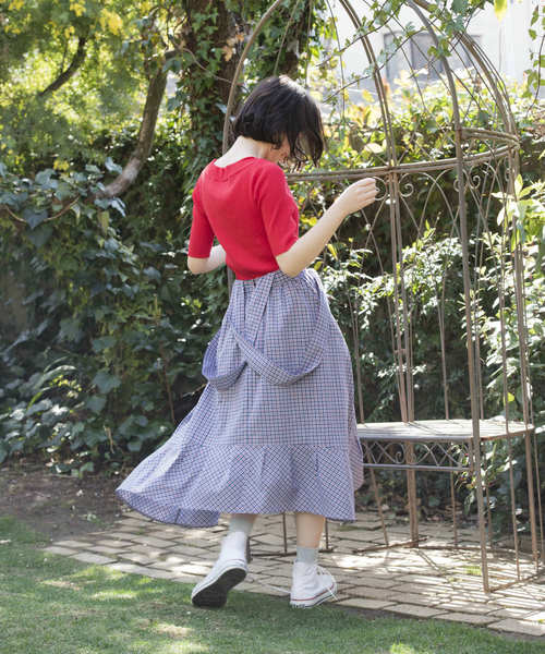 OLIVE des OLIVE（オリーブデオリーブ）の「サス付きイレヘムチェックスカート（スカート・レディース・レッド/ブラック/ブルー・FREE）」の5枚目の写真