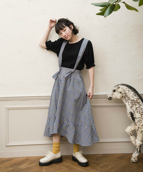 OLIVE des OLIVE（オリーブデオリーブ）の「サス付きイレヘムチェックスカート（スカート・レディース・レッド/ブラック/ブルー・FREE）」の8枚目の写真