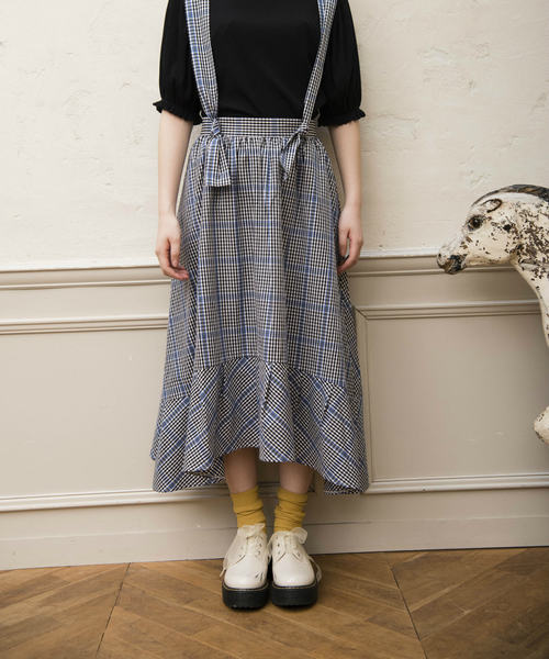 OLIVE des OLIVE（オリーブデオリーブ）の「サス付きイレヘムチェックスカート（スカート・レディース・レッド/ブラック/ブルー・FREE）」の12枚目の写真