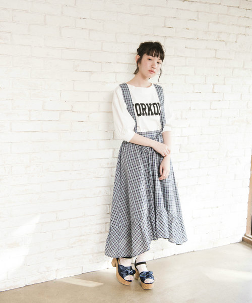 OLIVE des OLIVE（オリーブデオリーブ）の「サス付きイレヘムチェックスカート（スカート・レディース・レッド/ブラック/ブルー・FREE）」の15枚目の写真