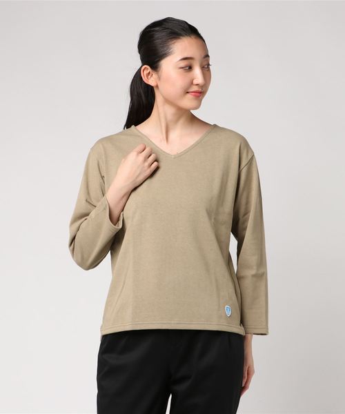 Orcival オーシバル の Orcival コットンロード Vネックカットソー Solid Women Tシャツ カットソー Wear