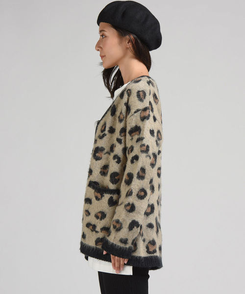 LIPSTAR（リップスター）の「レオパード柄ニットカーディガン（カーディガン/ボレロ・レディース・ベージュ系その他/グレー系その他・M）」の3枚目の写真