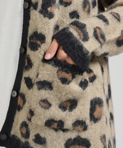 LIPSTAR（リップスター）の「レオパード柄ニットカーディガン（カーディガン/ボレロ・レディース・ベージュ系その他/グレー系その他・M）」の6枚目の写真