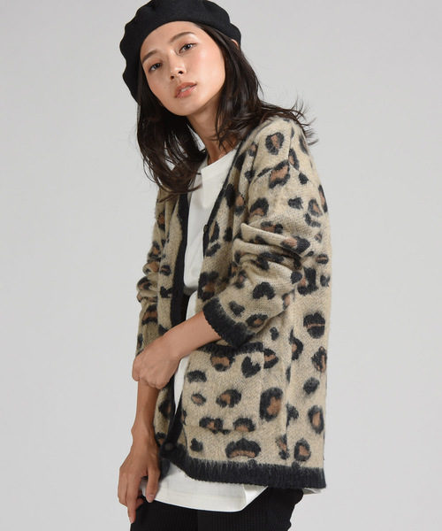 LIPSTAR（リップスター）の「レオパード柄ニットカーディガン（カーディガン/ボレロ・レディース・ベージュ系その他/グレー系その他・M）」の9枚目の写真