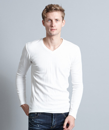5351 POUR LES HOMMES | クラッシュタックフェイスVネック長袖カットソー(Tシャツ/カットソー)