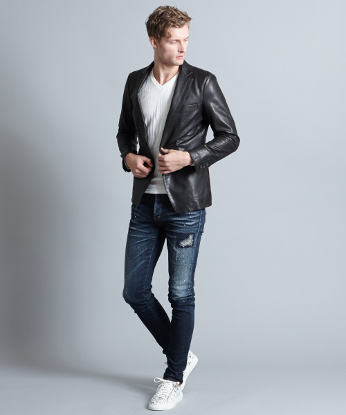 5351 POUR LES HOMMES(ゴーサンゴーイチプールオム)の「クラッシュタックフェイスVネック長袖カットソー(Tシャツ/カットソー・メンズ・ホワイト/ブラック・44/46/48/50)」の10枚目の写真