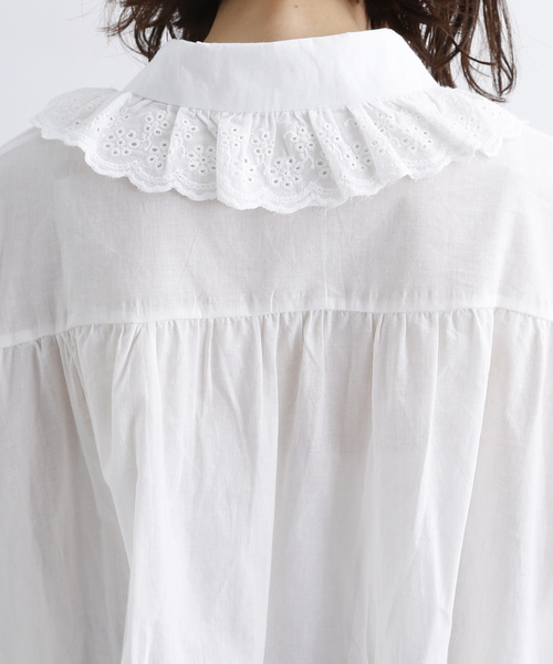 MERLOT（メルロー）の「ビッグフリル襟ブラウス3008（シャツ/ブラウス・レディース・オフホワイト/ブラック・FREE）」の9枚目の写真