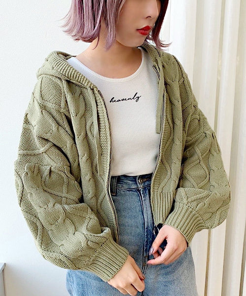 apres jour（アプレジュール）の「ケーブルニットZIPパーカー【ZOZOTOWN限定アイテム】（ニット/セーター・レディース・ベージュ/クリーム/ライトカーキ/ラベンダー・フリー）」の22枚目の写真