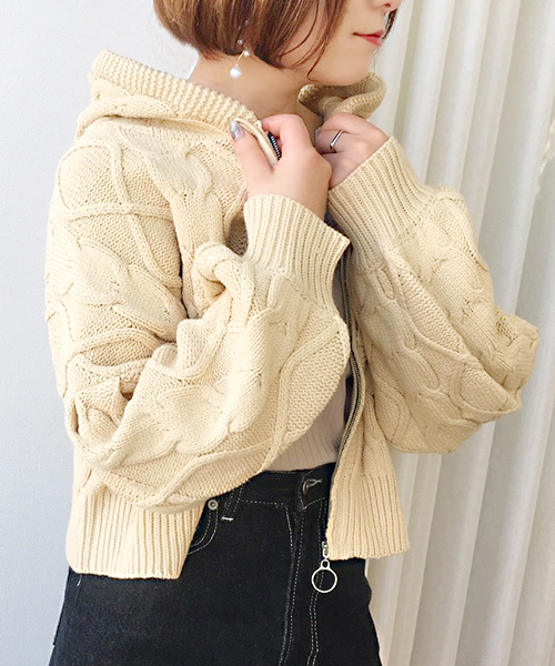apres jour（アプレジュール）の「ケーブルニットZIPパーカー【ZOZOTOWN限定アイテム】（ニット/セーター・レディース・ベージュ/クリーム/ライトカーキ/ラベンダー・フリー）」の19枚目の写真