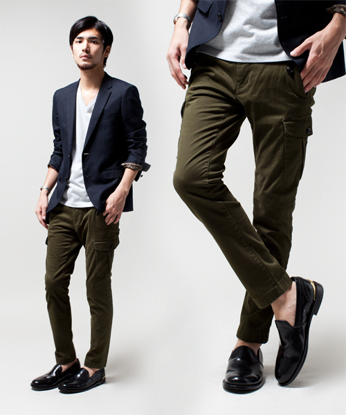 NANO universe（ナノユニバース）の「ストレッチモールスキン9分丈カーゴ（カーゴパンツ・メンズ・ブラック/ベージュ/オリーブ・28/30/32）」の3枚目の写真