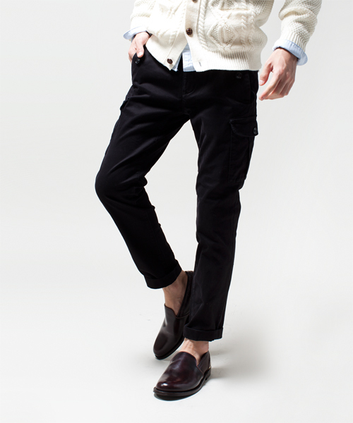 NANO universe（ナノユニバース）の「ストレッチモールスキン9分丈カーゴ（カーゴパンツ・メンズ・ブラック/ベージュ/オリーブ・28/30/32）」の12枚目の写真