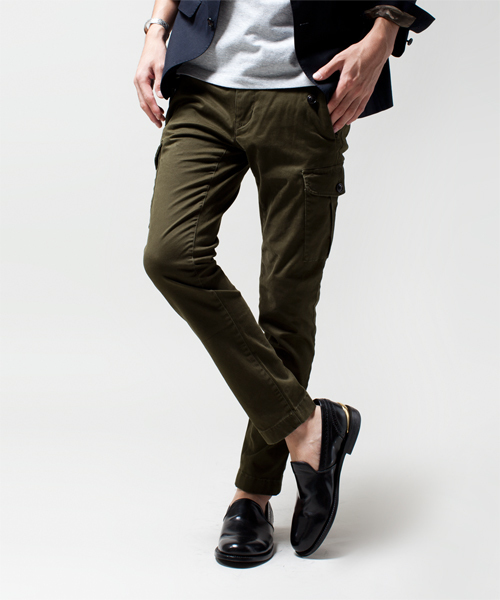 NANO universe（ナノユニバース）の「ストレッチモールスキン9分丈カーゴ（カーゴパンツ・メンズ・ブラック/ベージュ/オリーブ・28/30/32）」の14枚目の写真