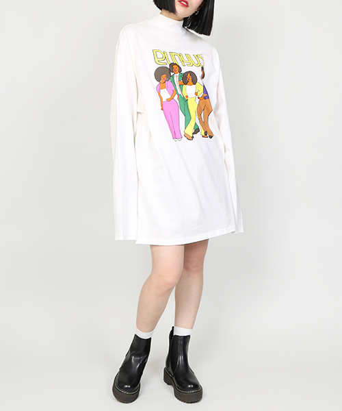 PUNYUS（プニュズ）の「ディスコステップロンT（Tシャツ/カットソー・レディース・カーキ/ホワイト/ブラック・3/4）」の10枚目の写真