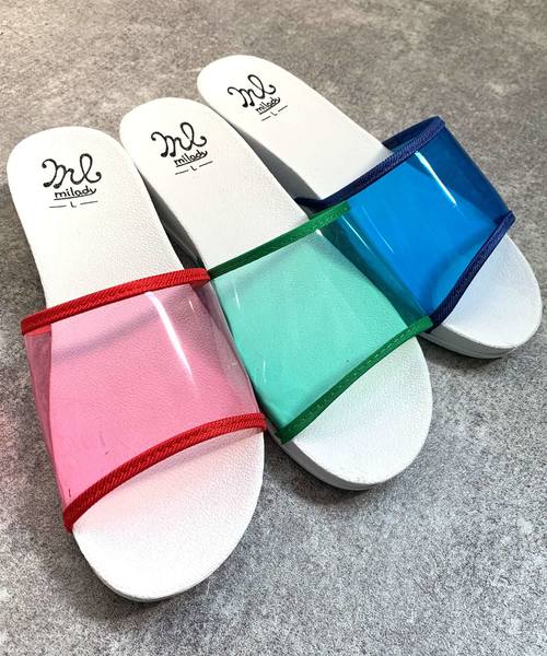 shopnikoniko(ショップニコニコ)の「ぺたんこ カラー クリアスライドサンダル(サンダル・レディース・ピンク/ブルー/グリーン・LL/S/M/L)」の9枚目の写真